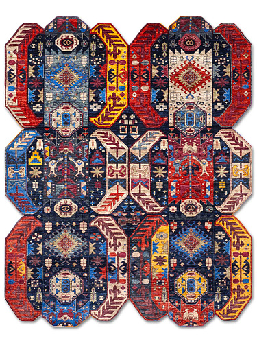 Multishape Color auf Dunkelblau 250 × 300 cm Teppich