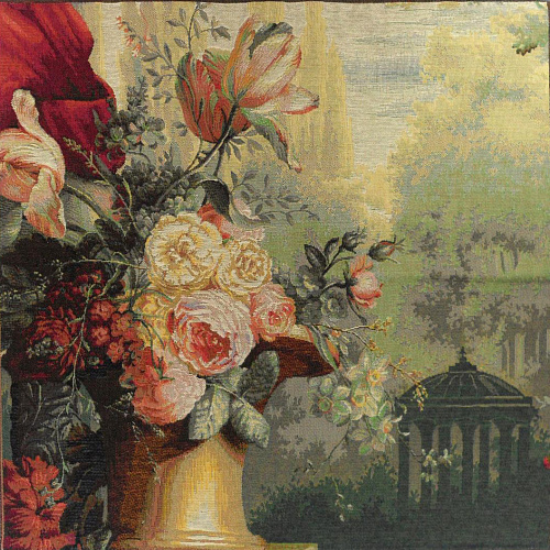 Kiosk und Blumen Wandteppich