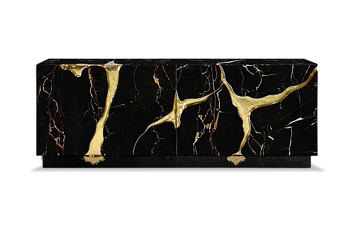 Schwarz‑Gold Opulentes Sideboard