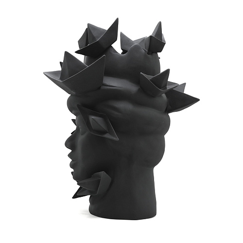 Maure‑Kopf dunkelgraue Skulptur