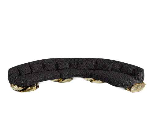 Angora Schwarzes gebogenes Sofa