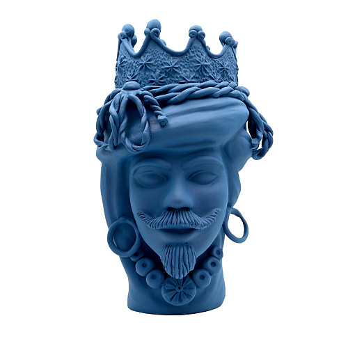 Maure‑Kopf blaue Skulptur