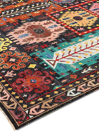 Flatweave Original auf Natur‑Schwarz Teppich