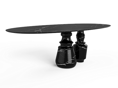 Obsidian Oval Nero Marquina Esstisch