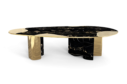 Athena Portoro Marmor & Gold Esstisch