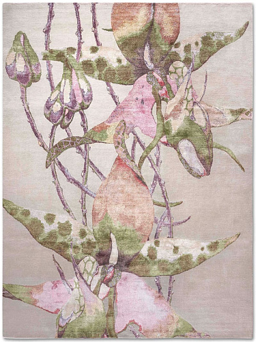 Orchid Pastel auf Grau‑Grün Teppich