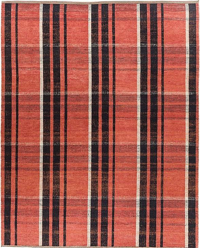 Handgeknüpfter Türkisch Kariert Roter Teppich