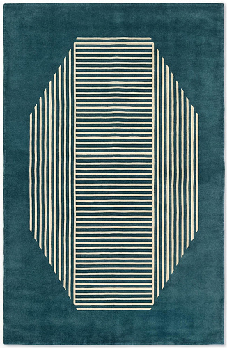 Octagon Lines Teal Teppich