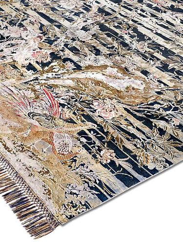 Original auf Mitternachtsblau mit fetten Linien Teppich