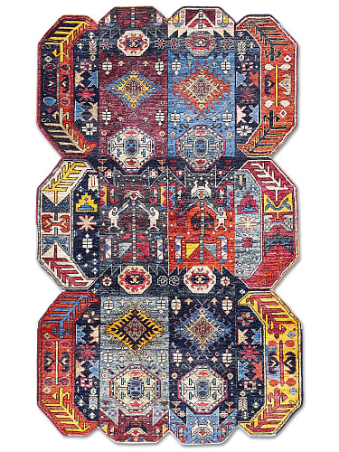 Multishape Color auf Dunkelblau 92 × 183 cm Teppich