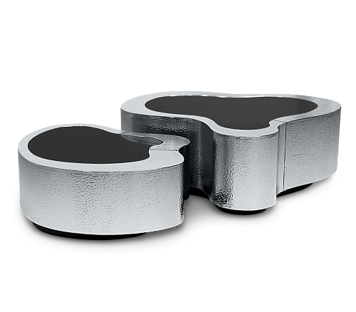 Crest Hammerschlag‑Edelstahl Couchtisch‑Set