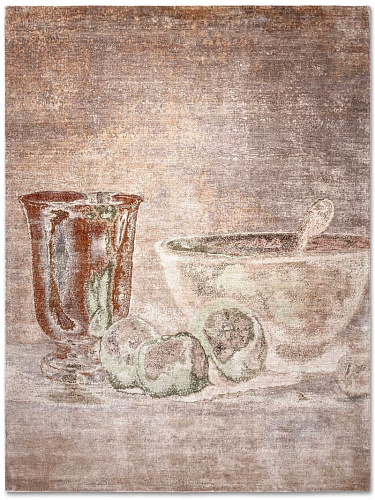 Three Apples Pastel auf Pfirsich Teppich