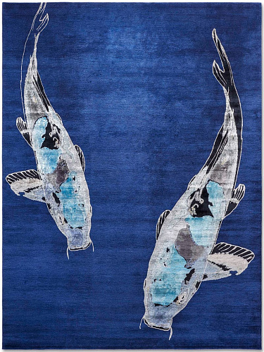 Blue auf Mitternachtsblau Teppich