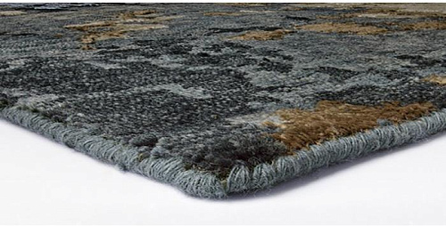 Abstract Charcoal Blue Gold Teppich