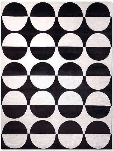 Circle Black auf Weiß Teppich