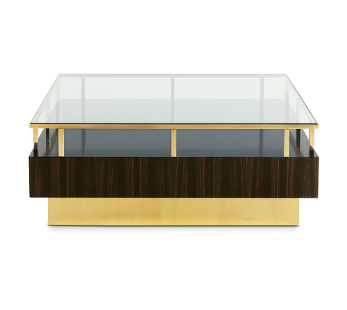 Couchtisch aus Ebenholz mit Glasplatte