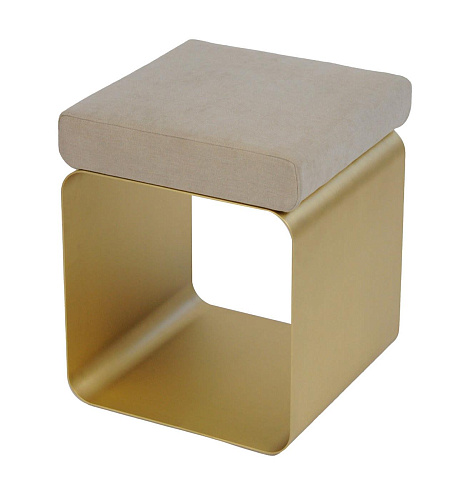 Sandfarbener Hocker mit Metallgestell