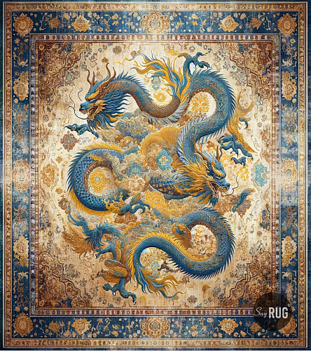 Dragon Blue Gold Teppich