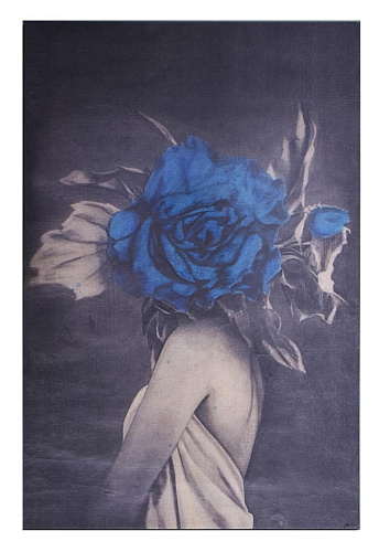 Blaue Rosen‑Wandmalerei
