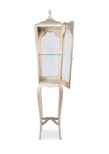 Empire Schlanker Cremefarbener Vitrinen‑Schrank