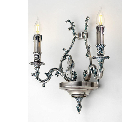 Bird Blue Silver 2-flammige Wandleuchte