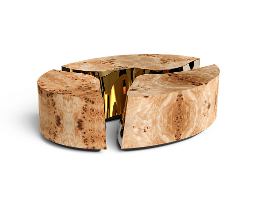 Fissure Ovaler Poplar‑Couchtisch