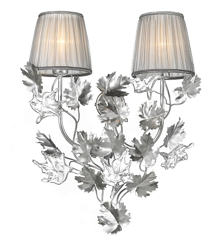Blatt-Design Silber Murano-Glas-Wandleuchte