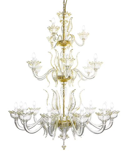 Gold Murano-Glas Mehrstufiger Kronleuchter 21-flammig
