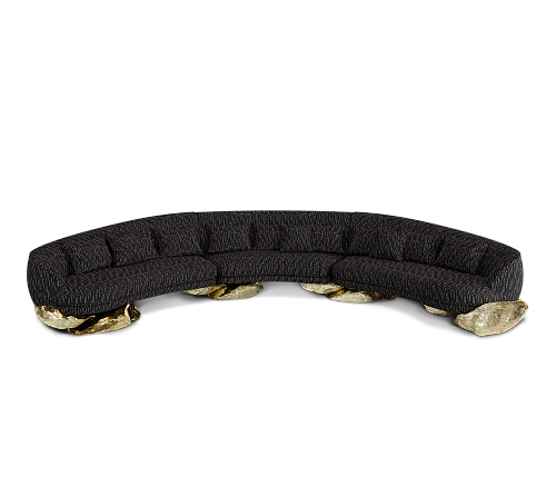 Angora Schwarzes gebogenes Sofa