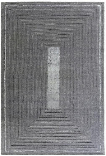Handgeknüpfter Grau Gerahmt Teppich