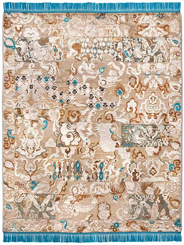 Dragon Electric Blue auf Creme Teppich
