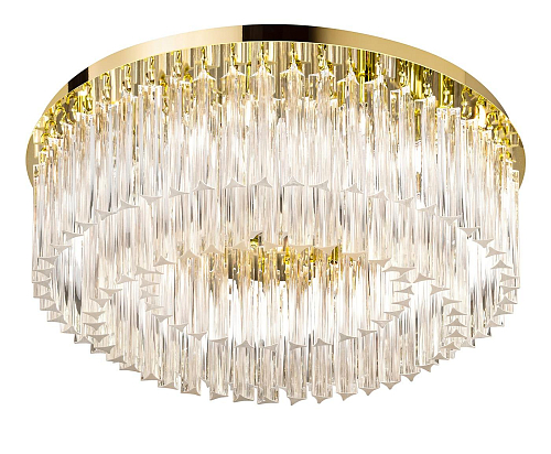 Moderne runde Glasdeckenlampe in Goldoptik