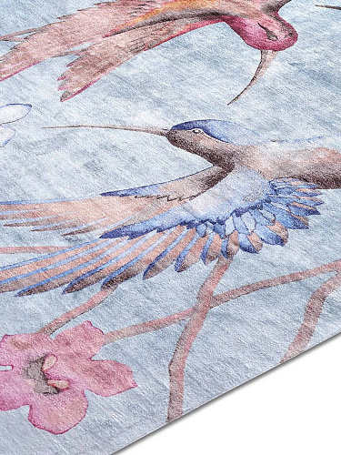 Hummingbirds Original auf AquaBlau Teppich