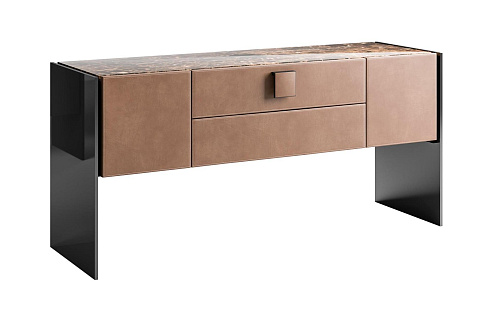 Marmor‑Sideboard mit Ledertüren