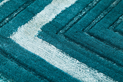 Handgeknüpfter Grün Gerahmt Teppich