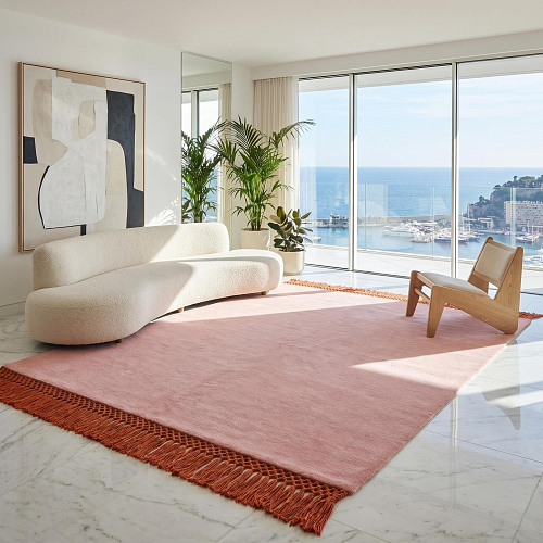 Minimal Fringe Blush Teppich