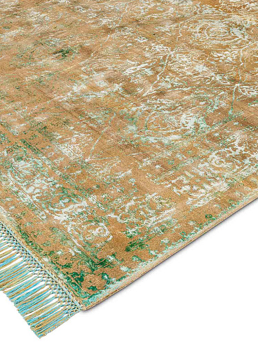 Rajasthan ZeroPile Ex Electric Blue auf Beige‑Mix Teppich