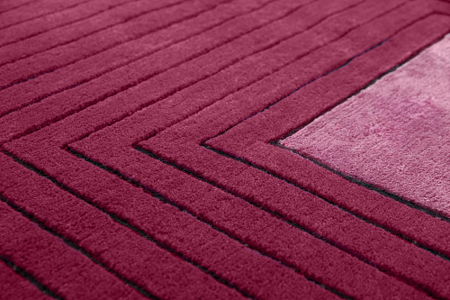 Handgeknüpfter Rot Gerahmt Wolle & Viskose Teppich