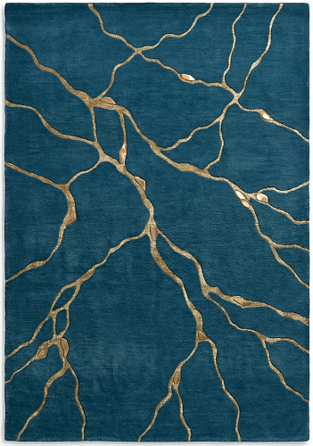 Golden Veins Blue Teppich