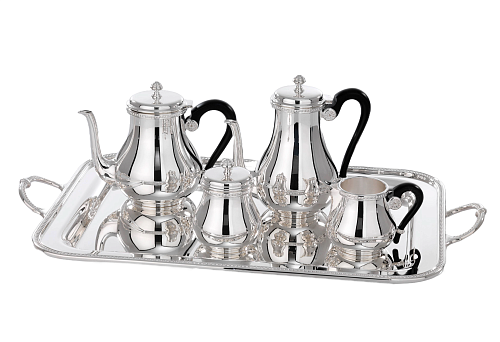 Royal Silber‑Tee‑ und Kaffee‑Set mit Tablett