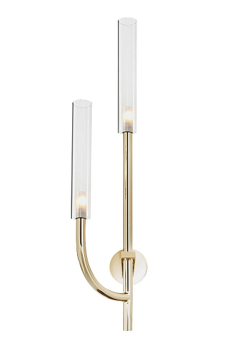 Gold Wandleuchte mit transparenten Pyrex-Glasschirmen
