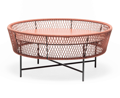 Tamburo LG Runder Roter Outdoor-Loungetisch