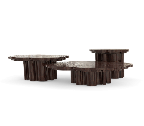 Fortuna Walnuss 3‑teiliges Couchtisch‑Set