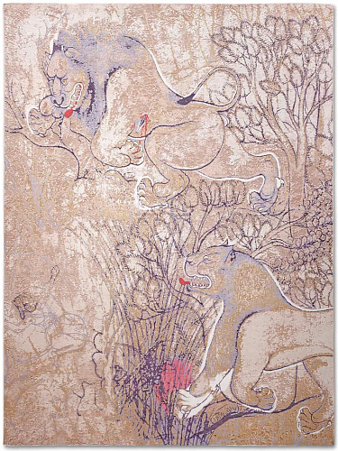 Two Lions Original auf Sand Teppich