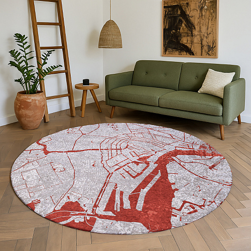 Orange Cut 9323 Runder Teppich
