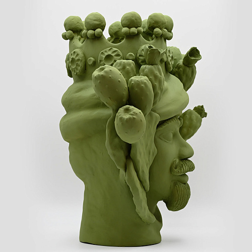 Maure‑Kopf grün handgefertigte Skulptur