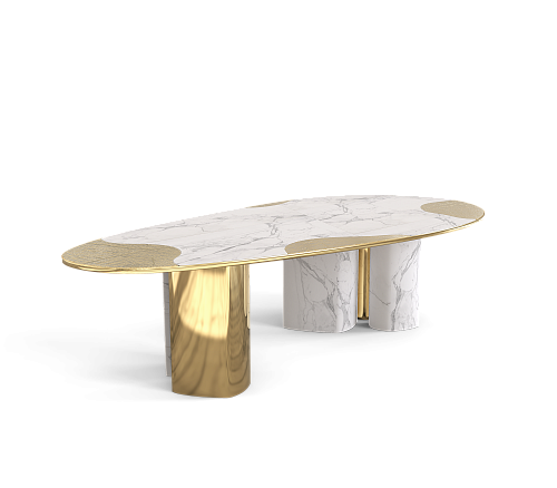 Athena Carrara Marmor & Gold Esstisch