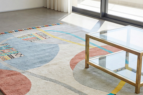 Playful Orbits Blue Teppich