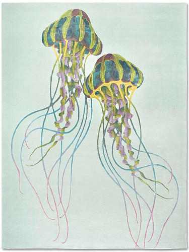Jellyfish Original auf Green Yellow Teppich