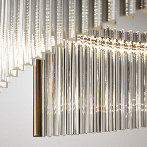 Transparenter Murano-Glas-Kronleuchter mit doppelter LED-Beleuchtung